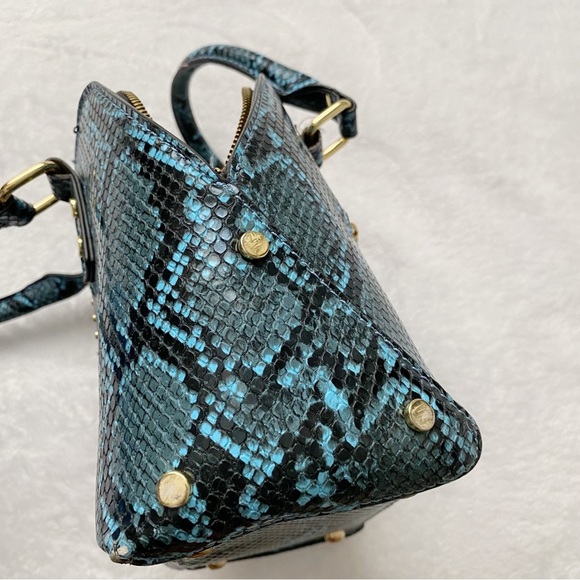 Faux Croc Print Mini Bag With Gold Studded Hardware - Picture 13 of 14